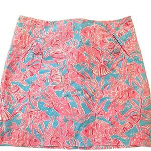 Lilly Pulitzer Women's Mini Skort - Sea Creatures Print in Pink & Blue - Size 2
